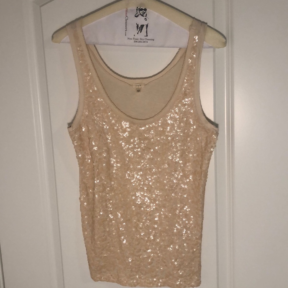 J Crew Sequin Tank Top Ivory XXS